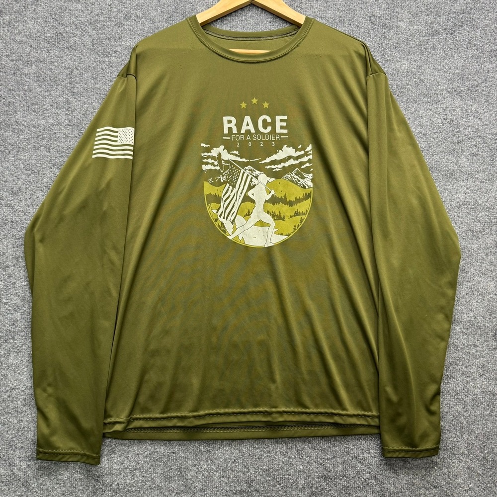 A4 T-Shirt Men's XL Olive Long Sleeve Athletic Race for a‎ Soldier 2023 Running